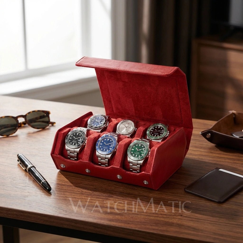WATCHMATIC Hexagon Watch Box 14:94red-8slots - WatchMatic