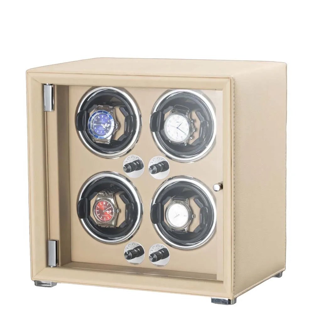 WatchMatic Lustro Leather Watch Winder apricot 4slots - WatchMatic